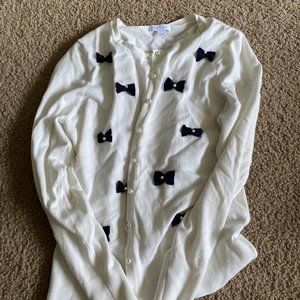 Womens charter club white cardigan with bows